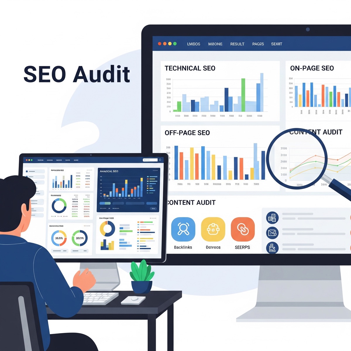 Tableau de bord d’audit SEO analysant la santé technique d’un site web