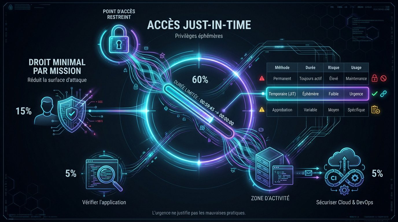 Schéma de fonctionnement de l'accès Just-in-Time pour la gestion des privilèges éphémères