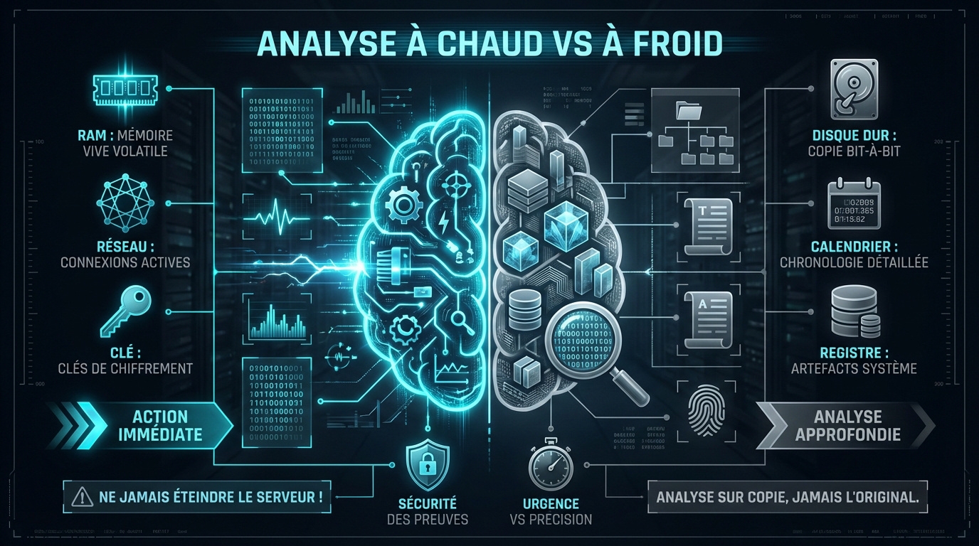 Comparaison entre analyse forensique à chaud et à froid sur un serveur