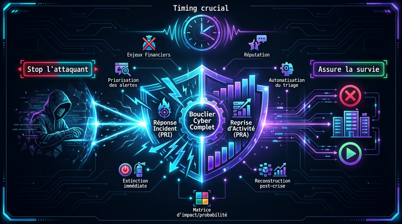 Schéma illustrant la synergie entre le plan de réponse aux incidents et la reprise après sinistre pour une sécurité maximale