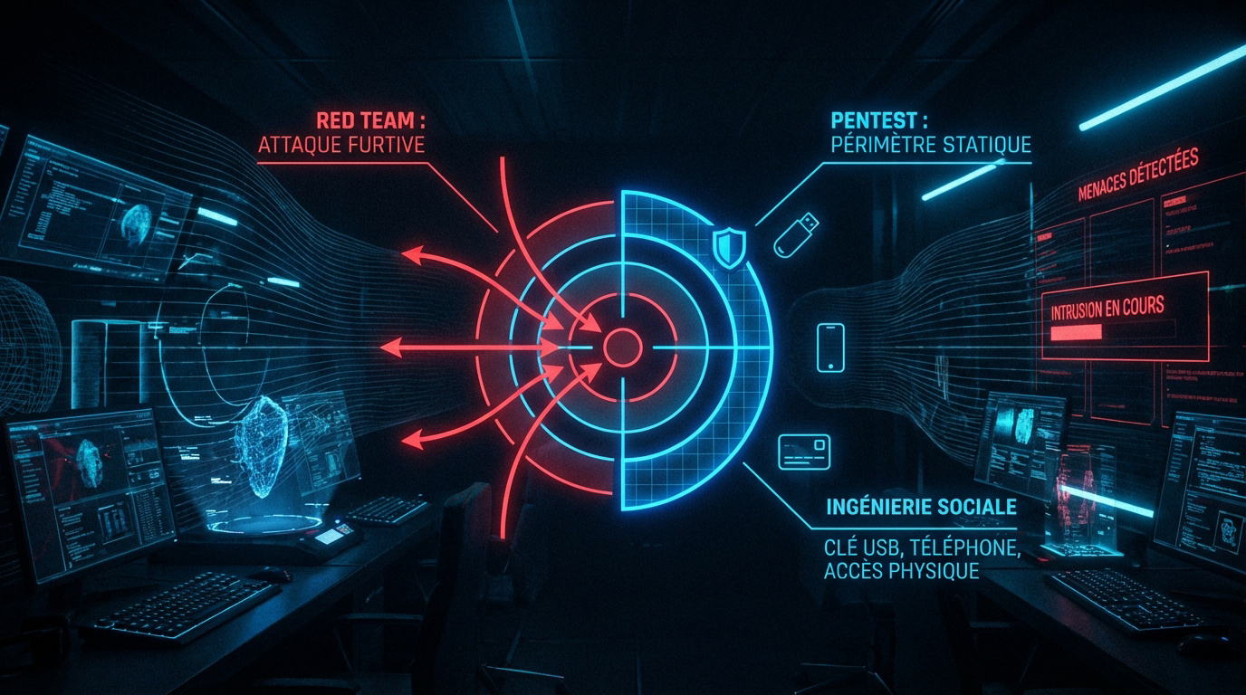 Centre d'opérations de cybersécurité futuriste avec écrans de contrôle