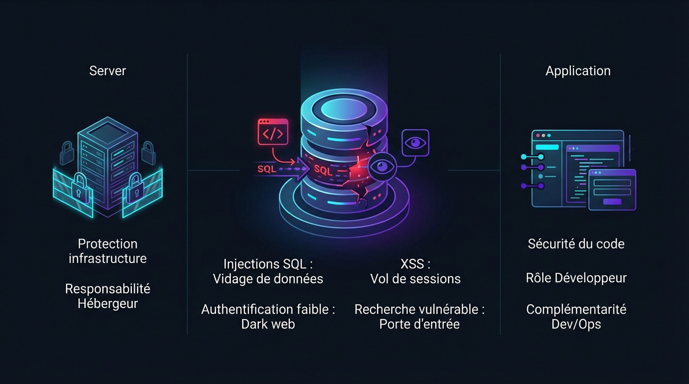 Illustration des menaces et défenses en cyber-sécurité pour les applications web