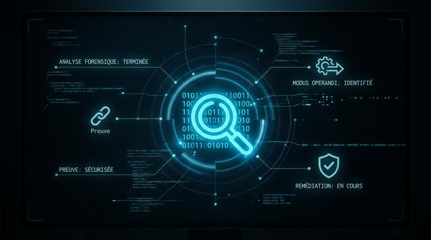 Analyse de forensique numérique terminée sur un écran de contrôle cyber