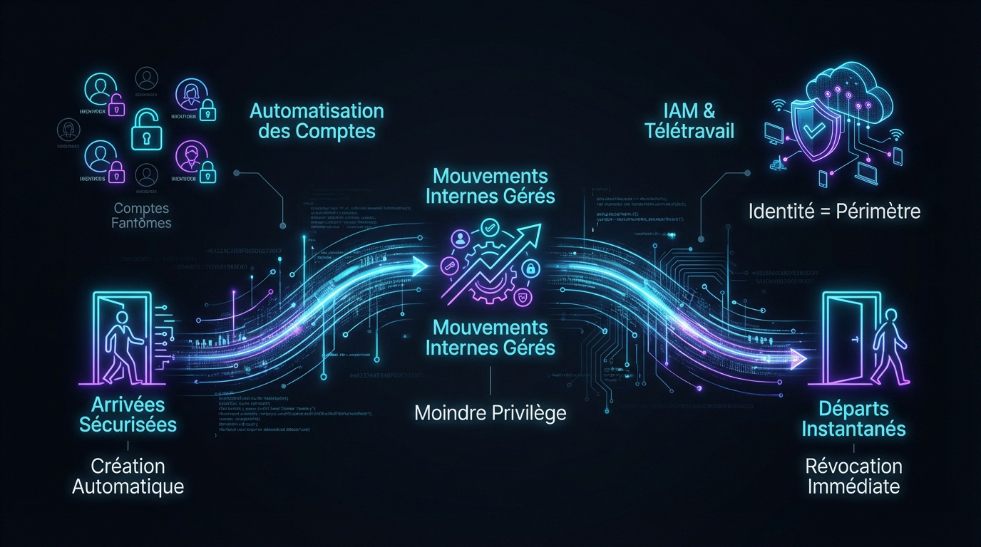 Schéma de la gestion sécurisée du cycle de vie d'un collaborateur en entreprise