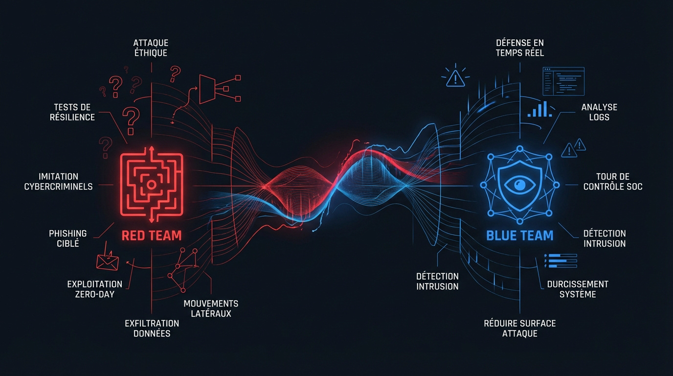 Duel entre la red team offensive et la blue team défensive