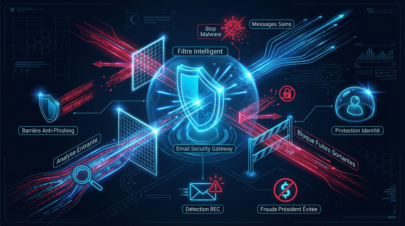 Sécurité email gateway protégeant les données