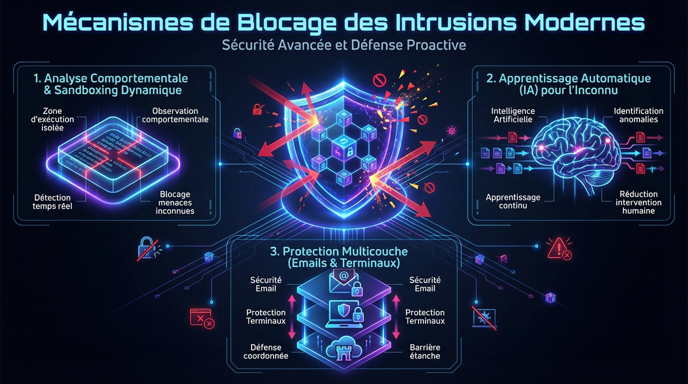 Infographie sur le blocage des intrusions modernes