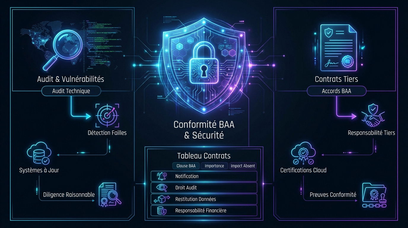 Infographie sur la conformité HIPAA et la gestion des contrats BAA pour la cybersécurité
