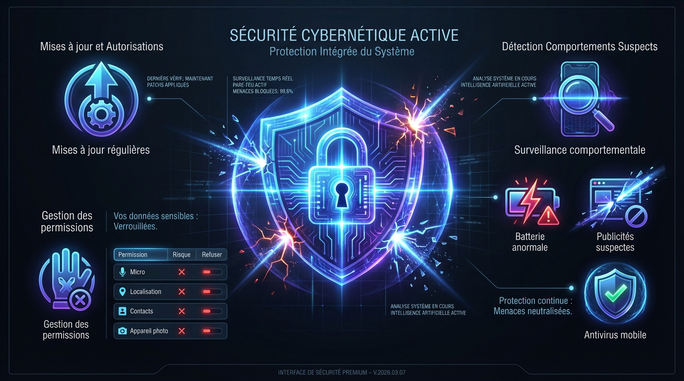 Infographie sur la cybersécurité et la protection des données mobiles