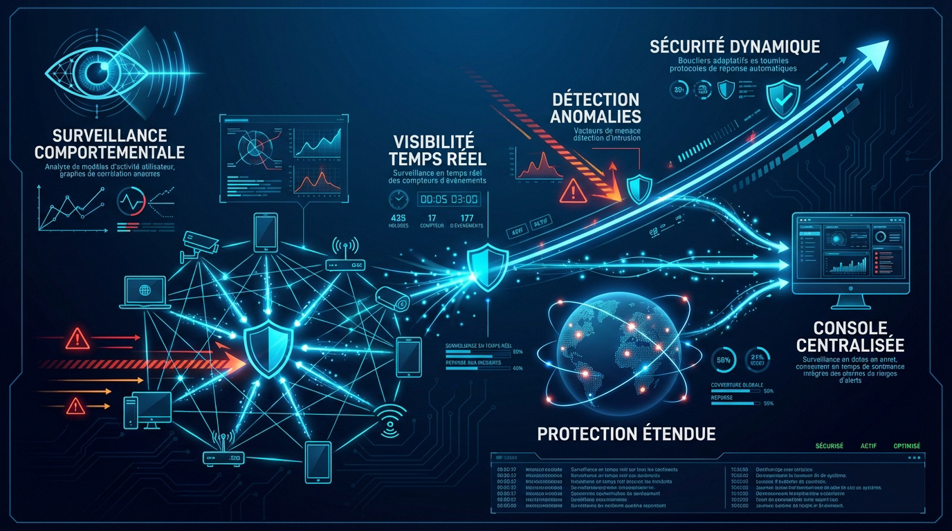 Infographie de cybersécurité montrant la surveillance EDR