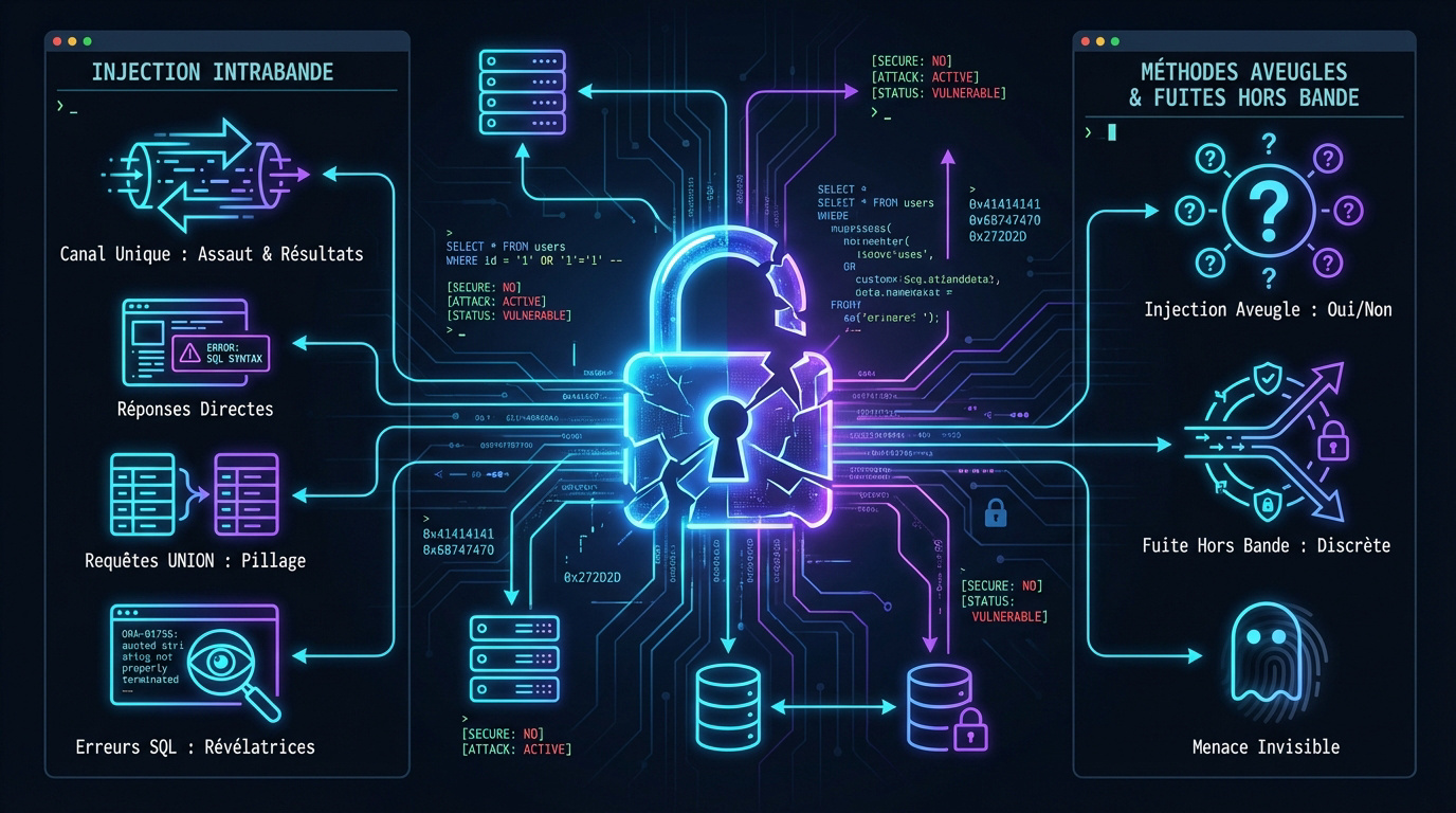 Infographie sur les types d'attaques SQLi