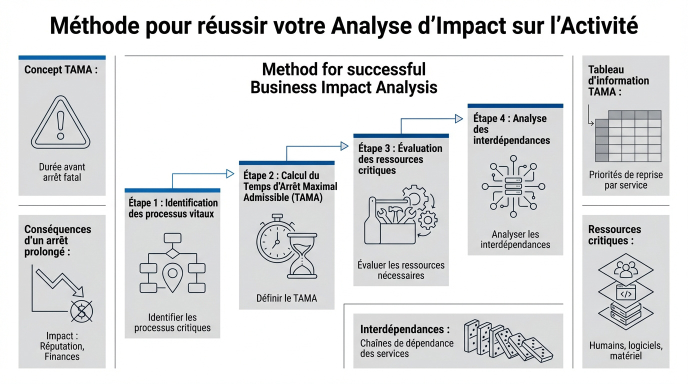 Schéma méthodologique pour réaliser une analyse d'impact sur l'activité en entreprise