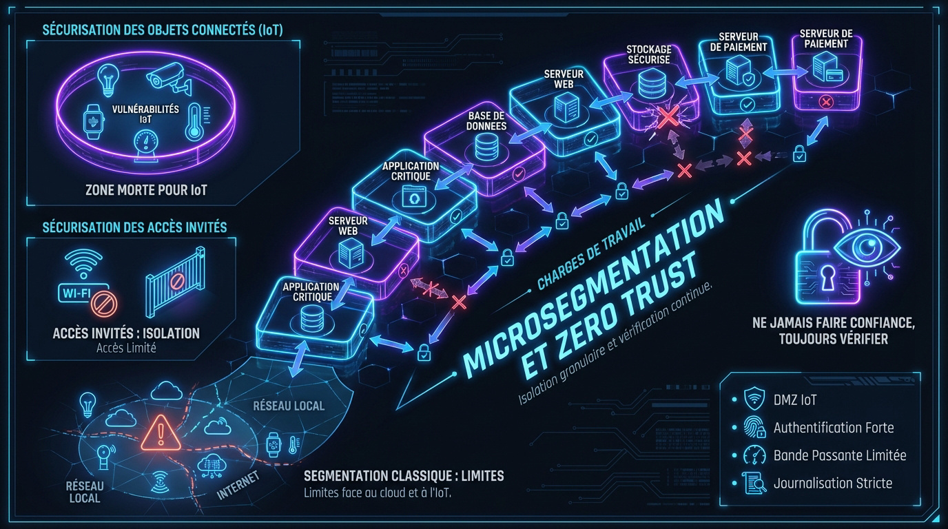 Schéma d'une architecture réseau sécurisée en microsegmentation et Zero Trust