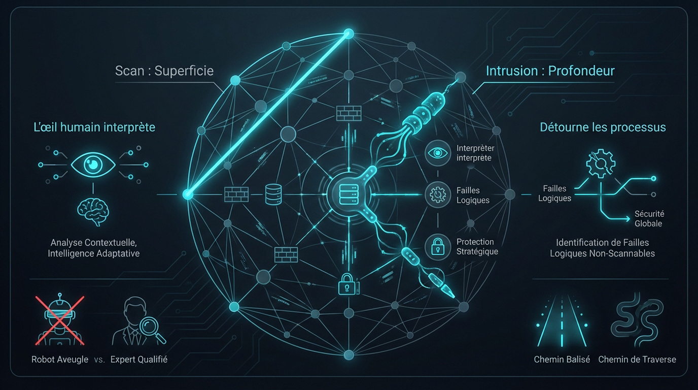 Comparaison entre scan de vulnérabilités automatique et test d'intrusion humain profond