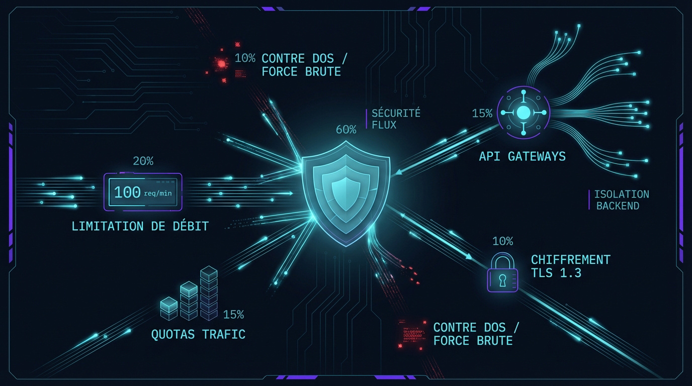 Bouclier numérique protégeant les flux de données API contre les cyberattaques