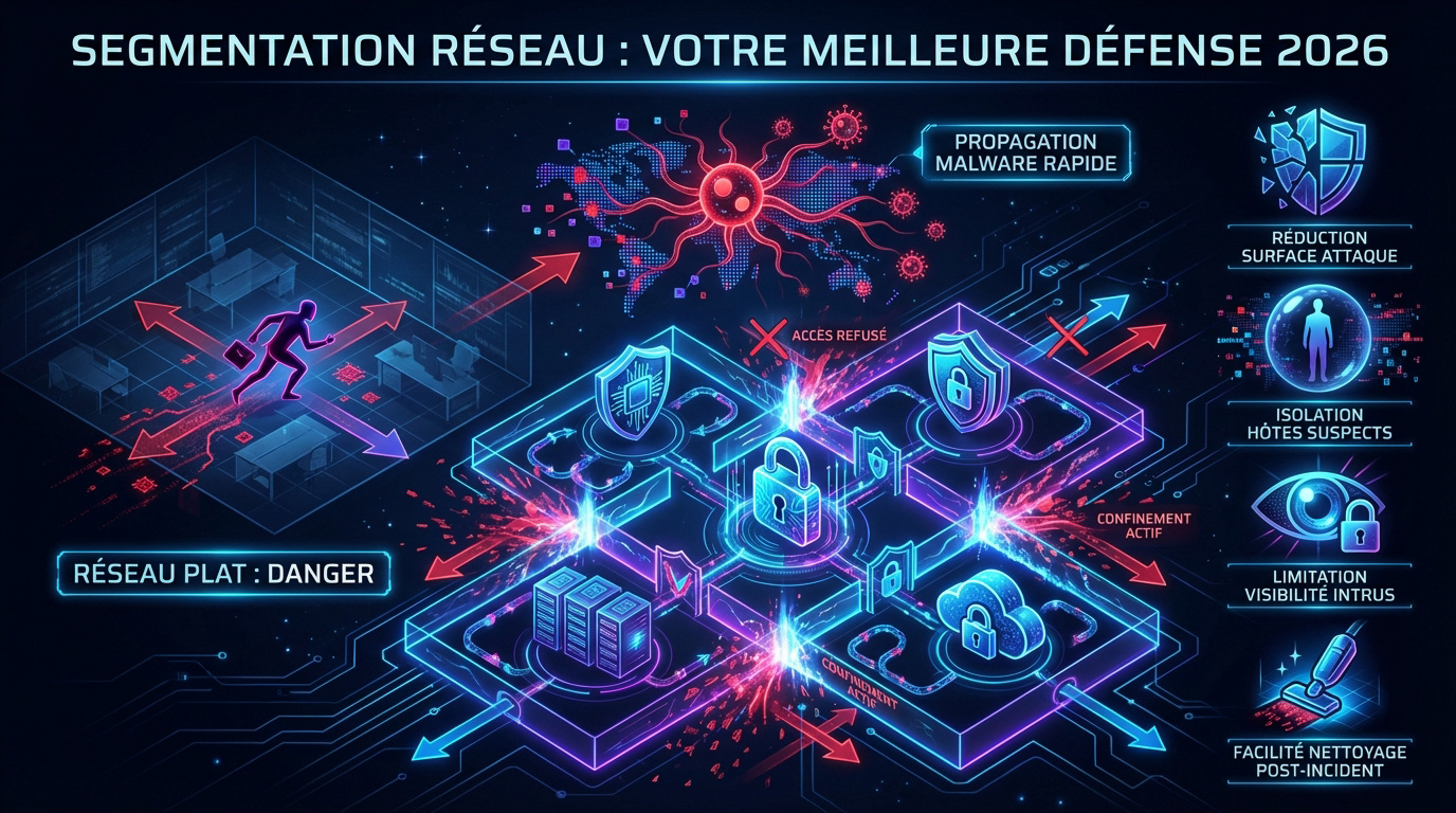 Schéma de segmentation réseau montrant des zones isolées pour une sécurité renforcée